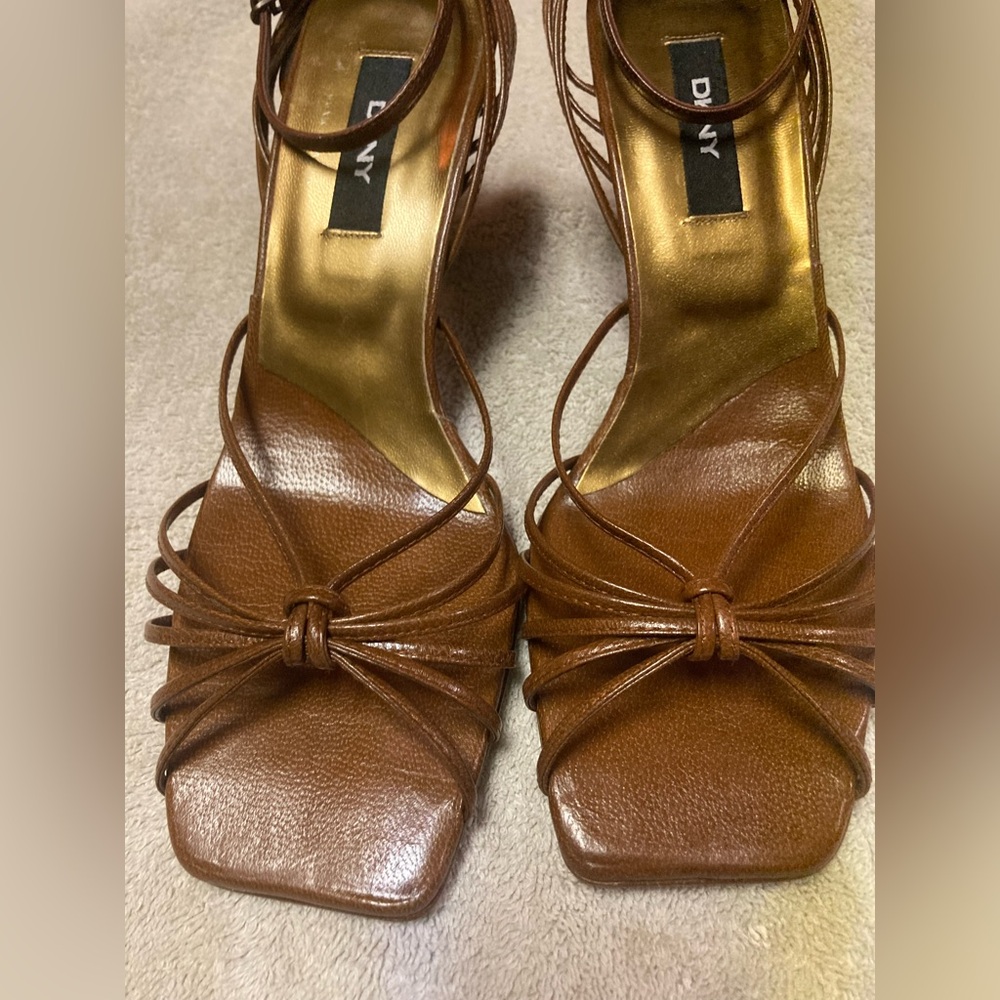 DKNY Brown Strappy Heeled Sandals - Picture 3 of 6